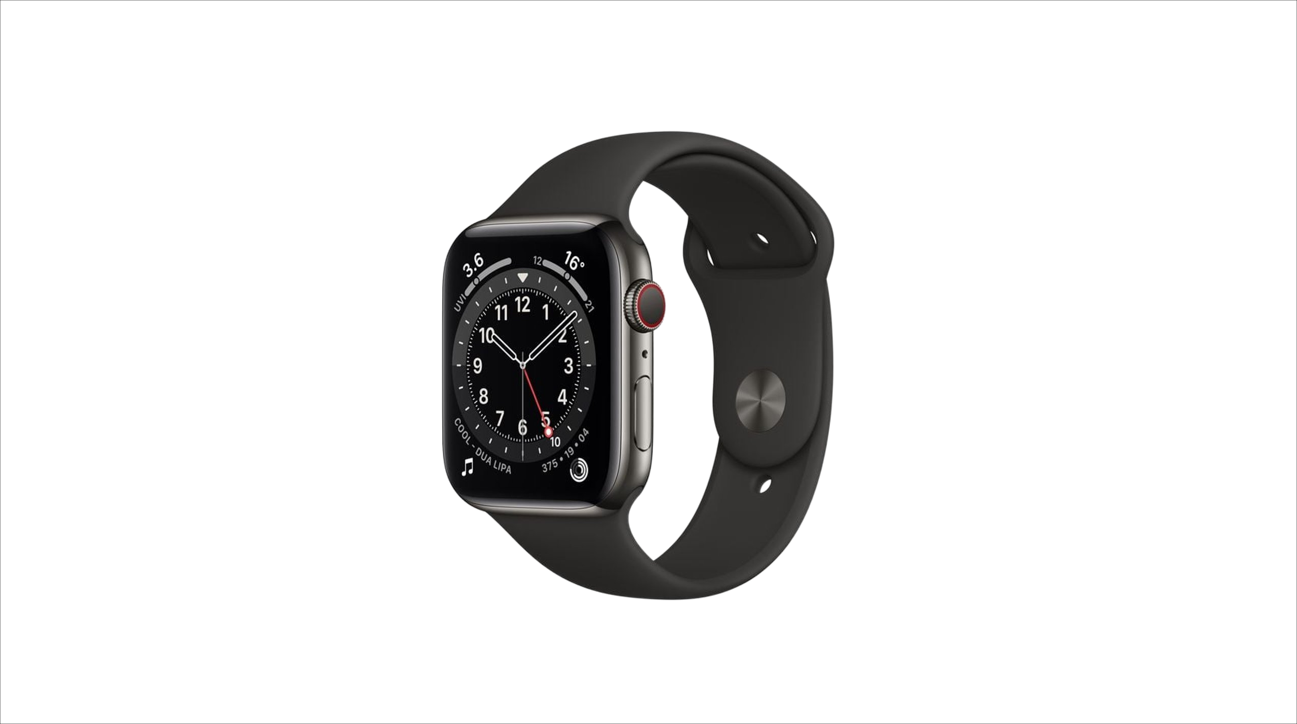 APPLE WATCH SERIES 6 GPS + CELLULAR, 40MM GRAPHITE STAINLESS STEEL CASE WITH BLACK SPORT BAND - REGULAR